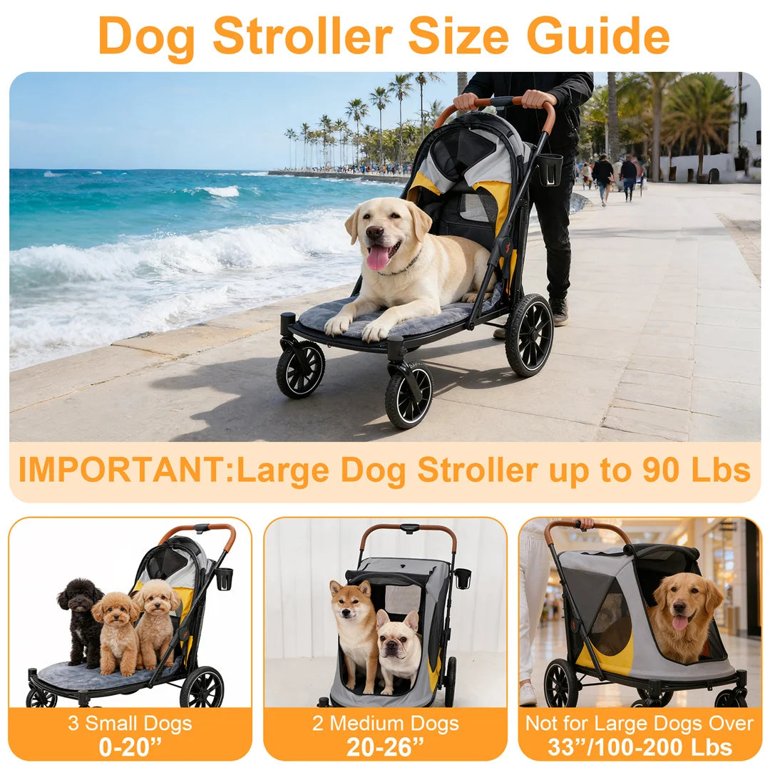 Foldable Portable Dog Stroller With Storage Pockets For Dogs