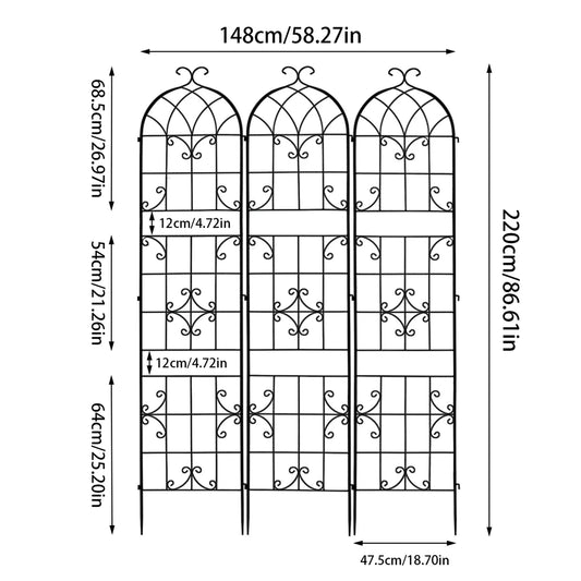 Rustproof Metal Garden Trellis for Climbing Plants Vegetables and Vines