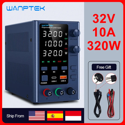Wanptek Adjustable DC Power Supply 30V 10A Lab Bench Regulator