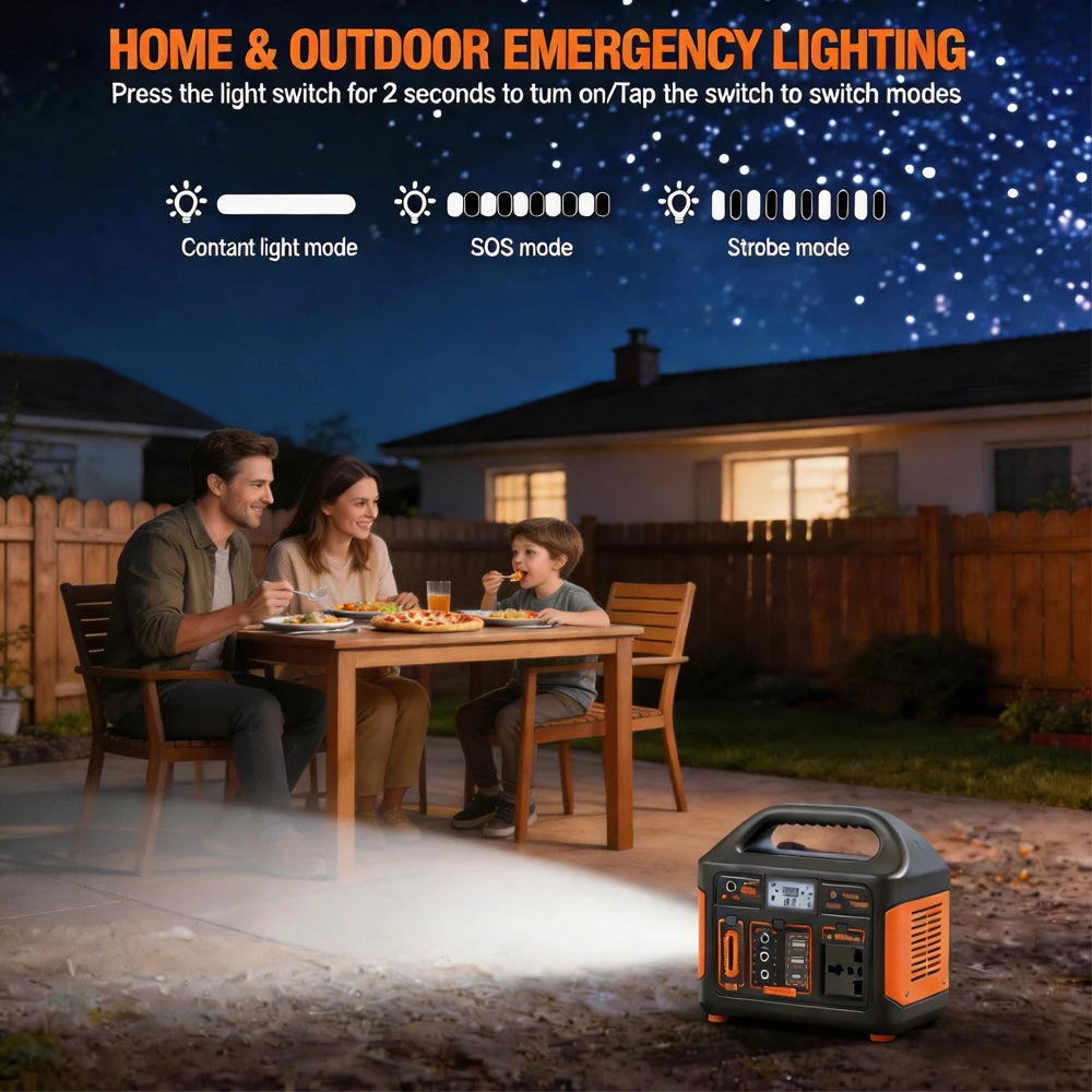 GaiaRay 500W Portable Power Station 460.8Wh LiFePO4 Solar Generator