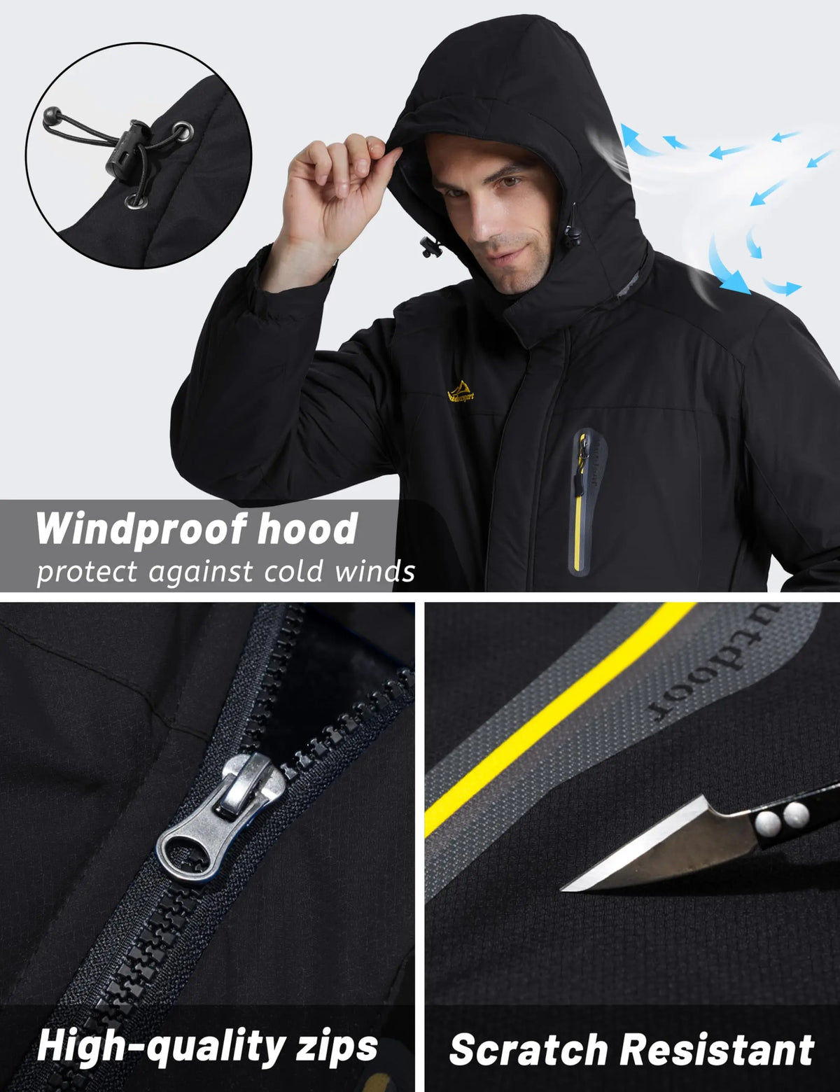 Cavva Men's Waterproof Fleece Lined Winter Parka With Removable Hood