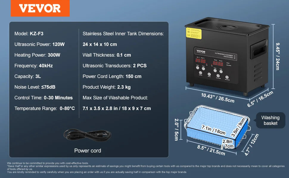 Succebuy Portable Ultrasonic Cleaner With Timer For Dishes