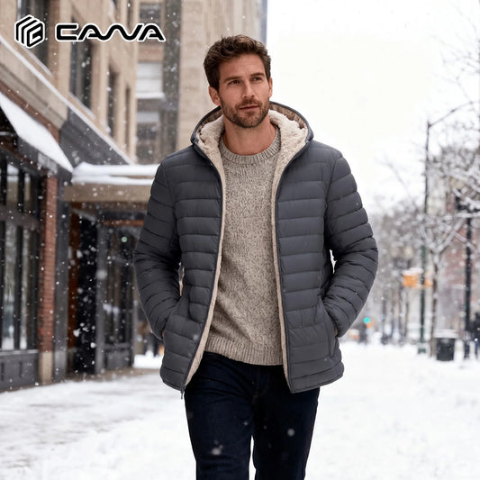 Cavva Men's Sherpa Lined Hooded Puffer Jacket for Winter