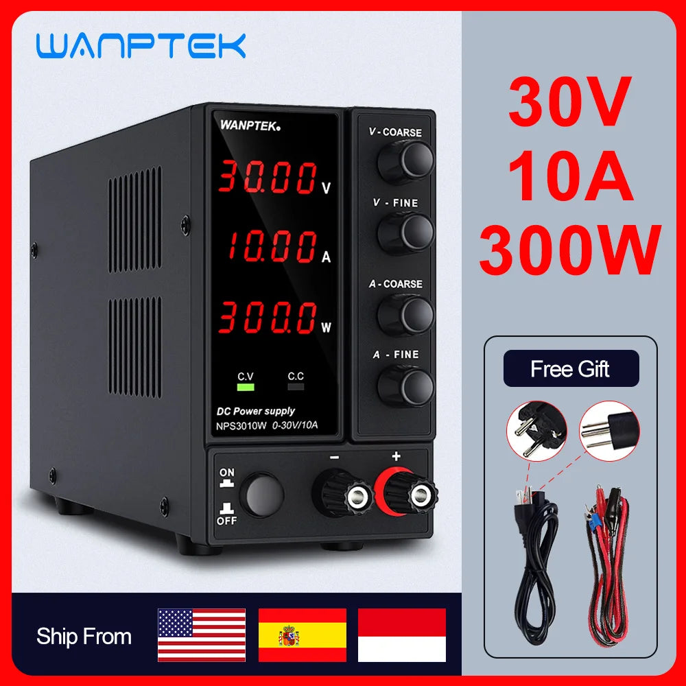 Wanptek Adjustable DC Power Supply 30V 10A Lab Bench Regulator