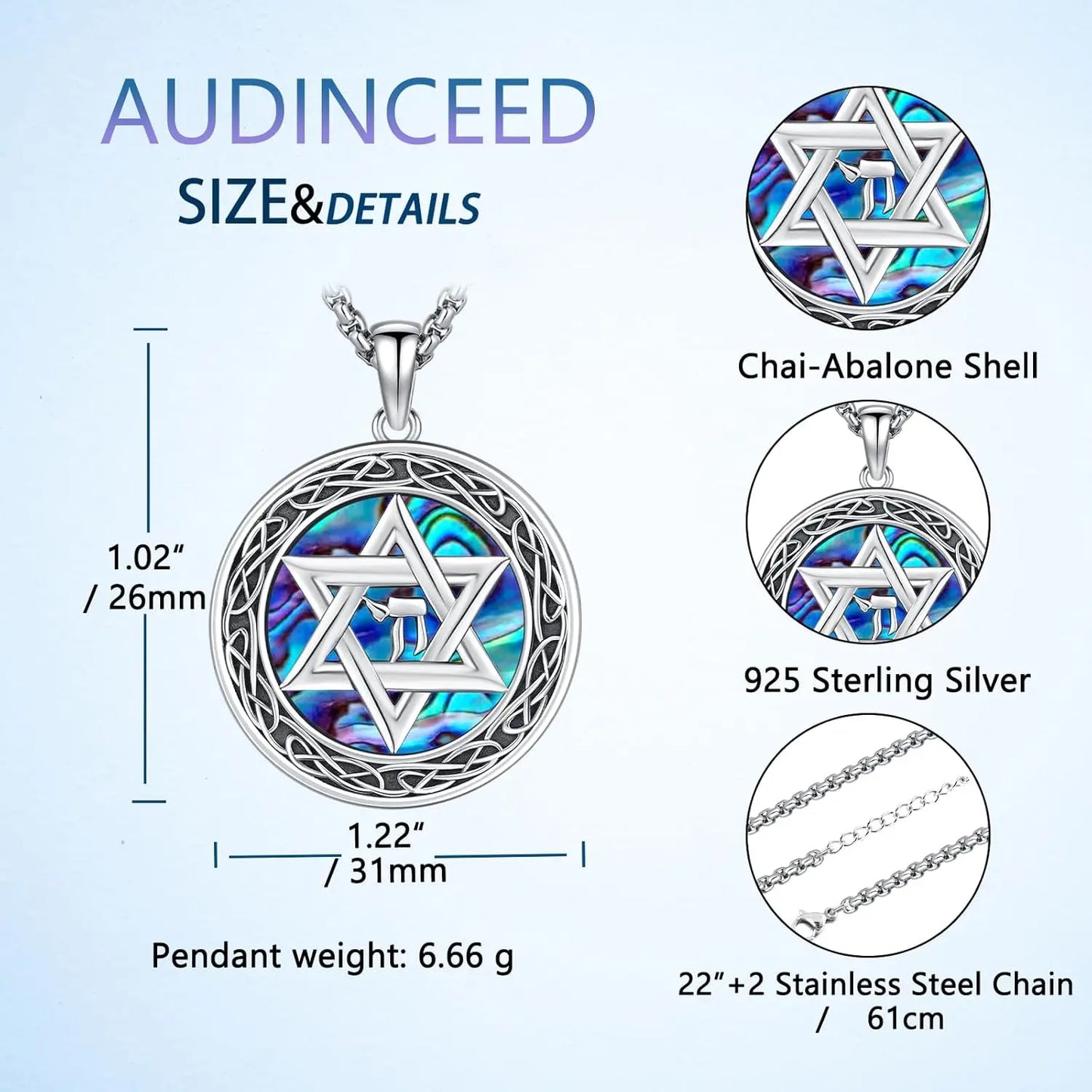 Drinsper 925 Sterling Silver Star Of David Pendant Necklace
