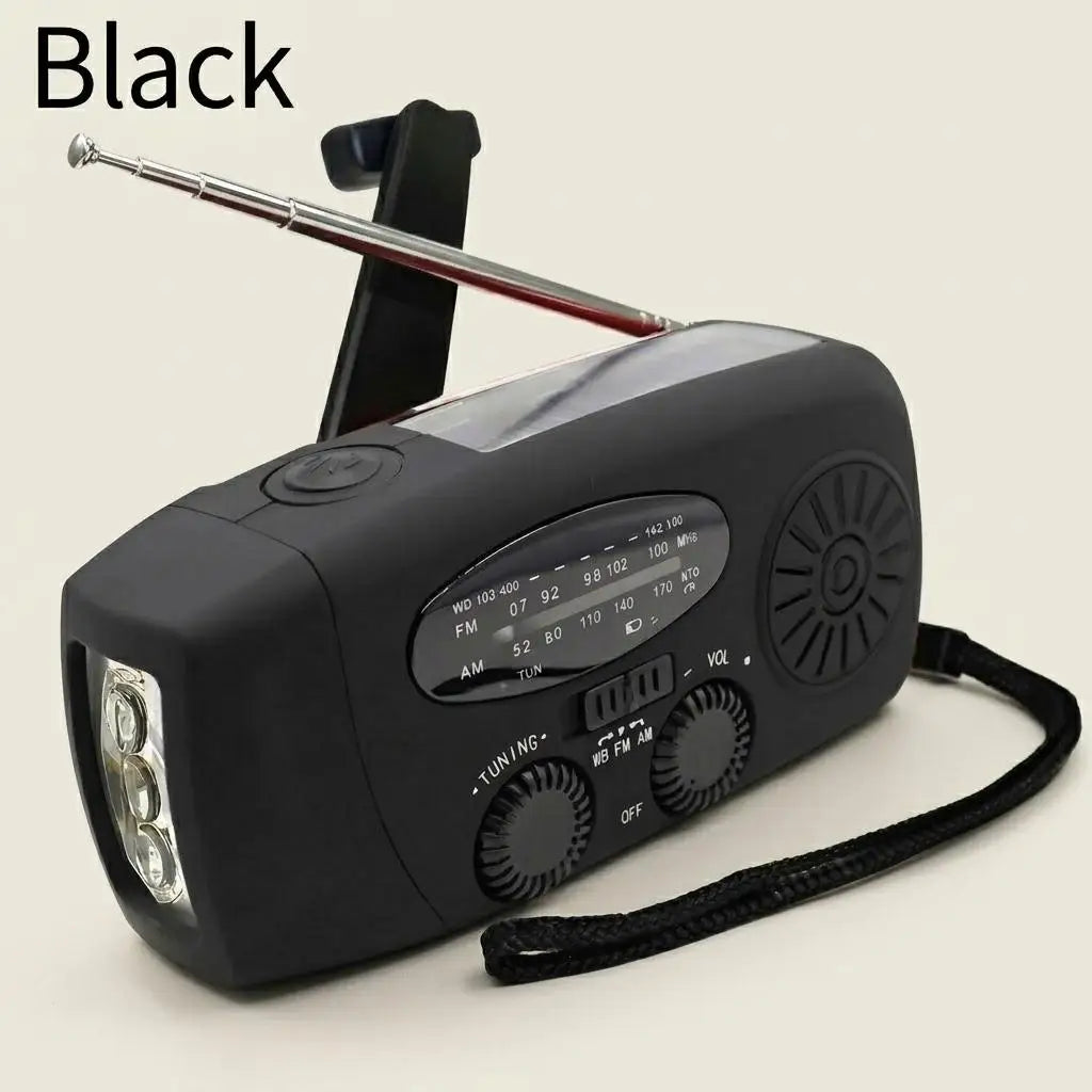 Portable Hand Crank Emergency Radio With Solar And LED Flashlight