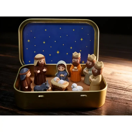 Genuine Handpainted Christmas Manger Set For Home Decor