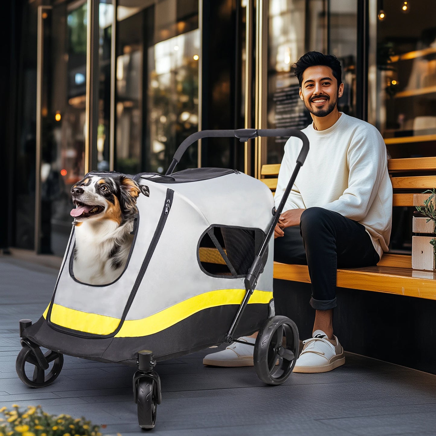 Bingopaw Portable All Terrain Dog Stroller With Dual Entry