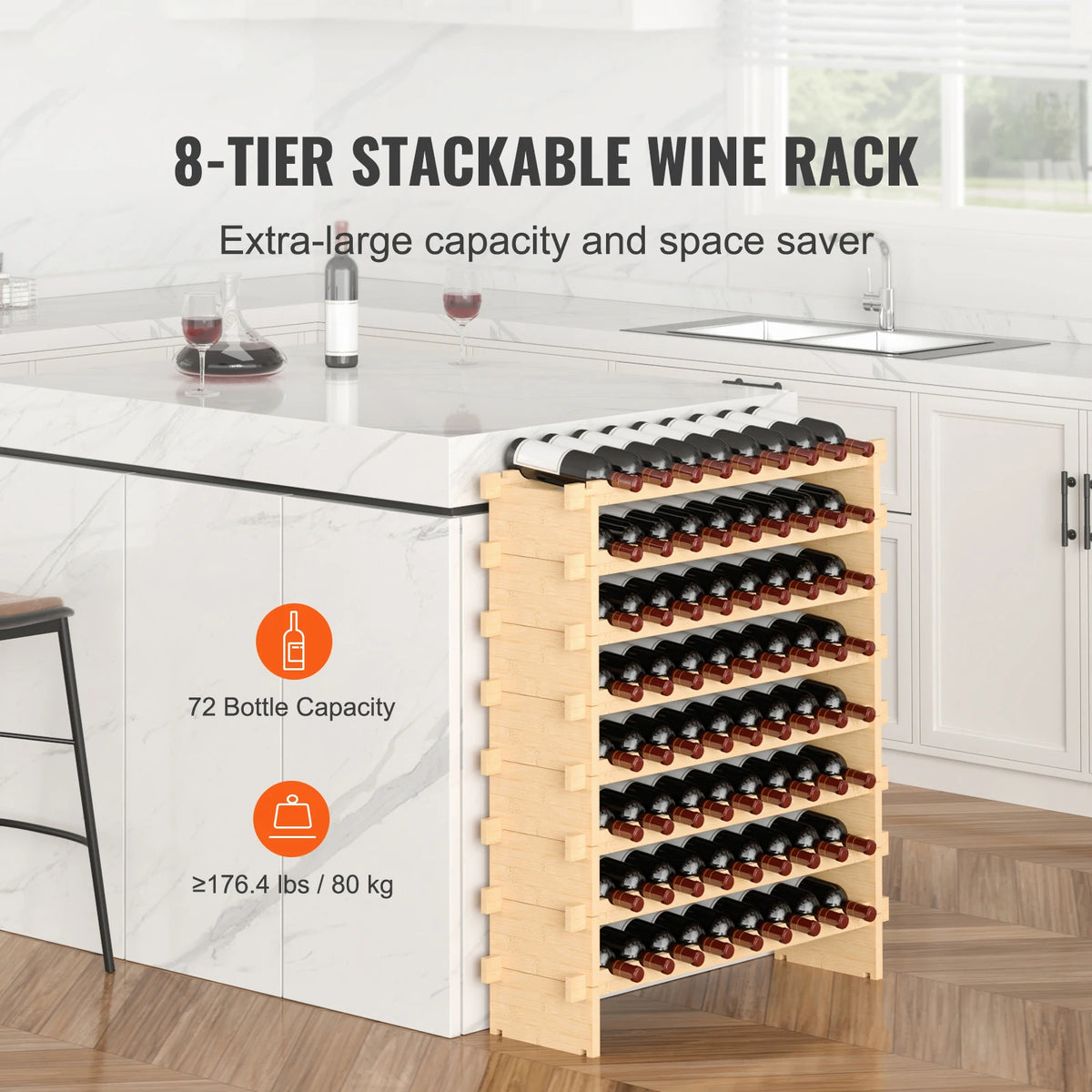 SucceBuy Stackable Bamboo Wine Rack for Stylish Home Storage