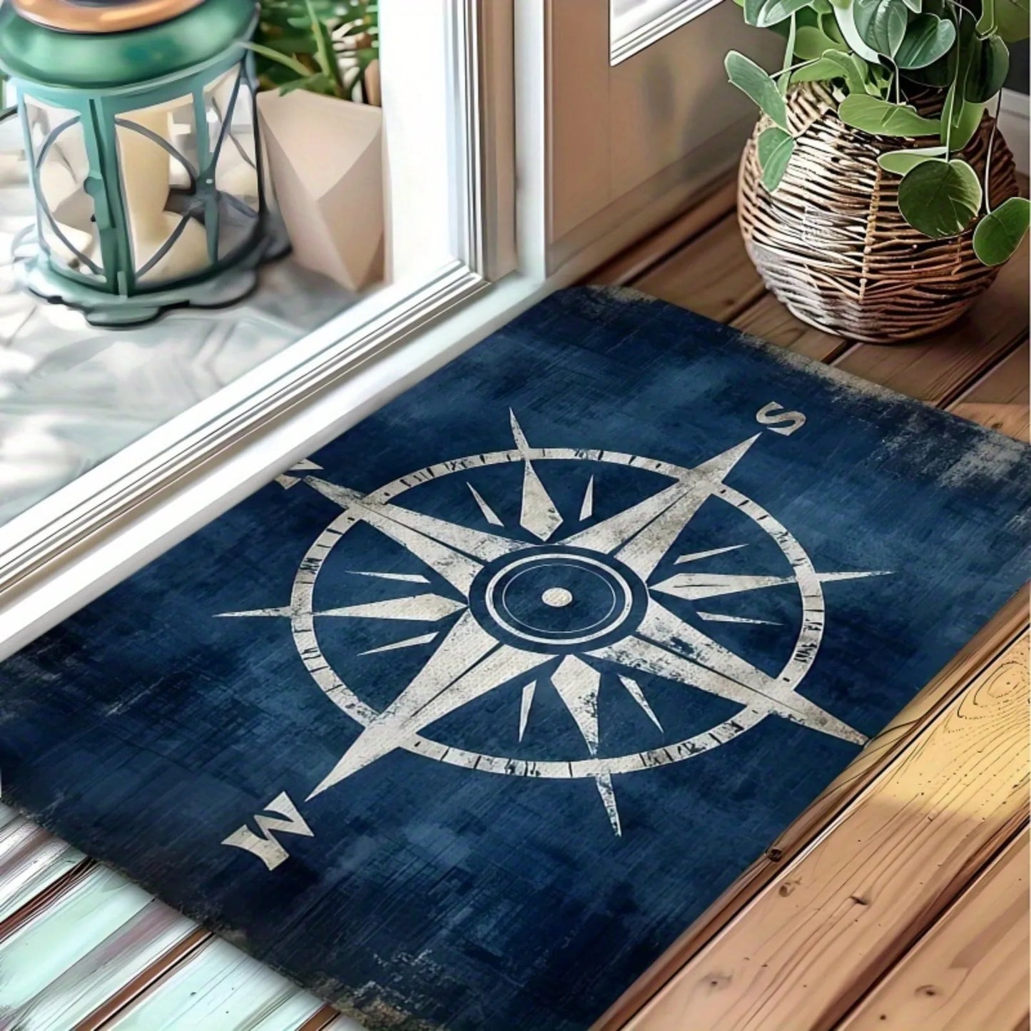 Waterproof Anti Slip Nautical Compass Pattern Door Mat