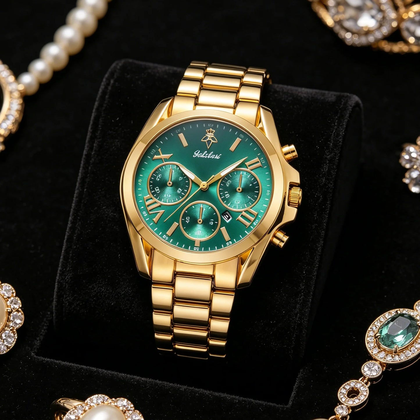 YaLaLuSi Elegant Two Tone Roman Dial Quartz Wristwatch For Women
