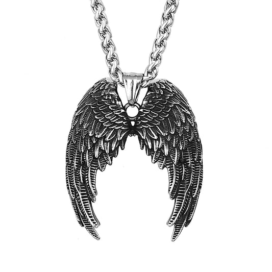 Stainless Steel Angel Wings Pendant Necklace Classic Fashion Jewelry