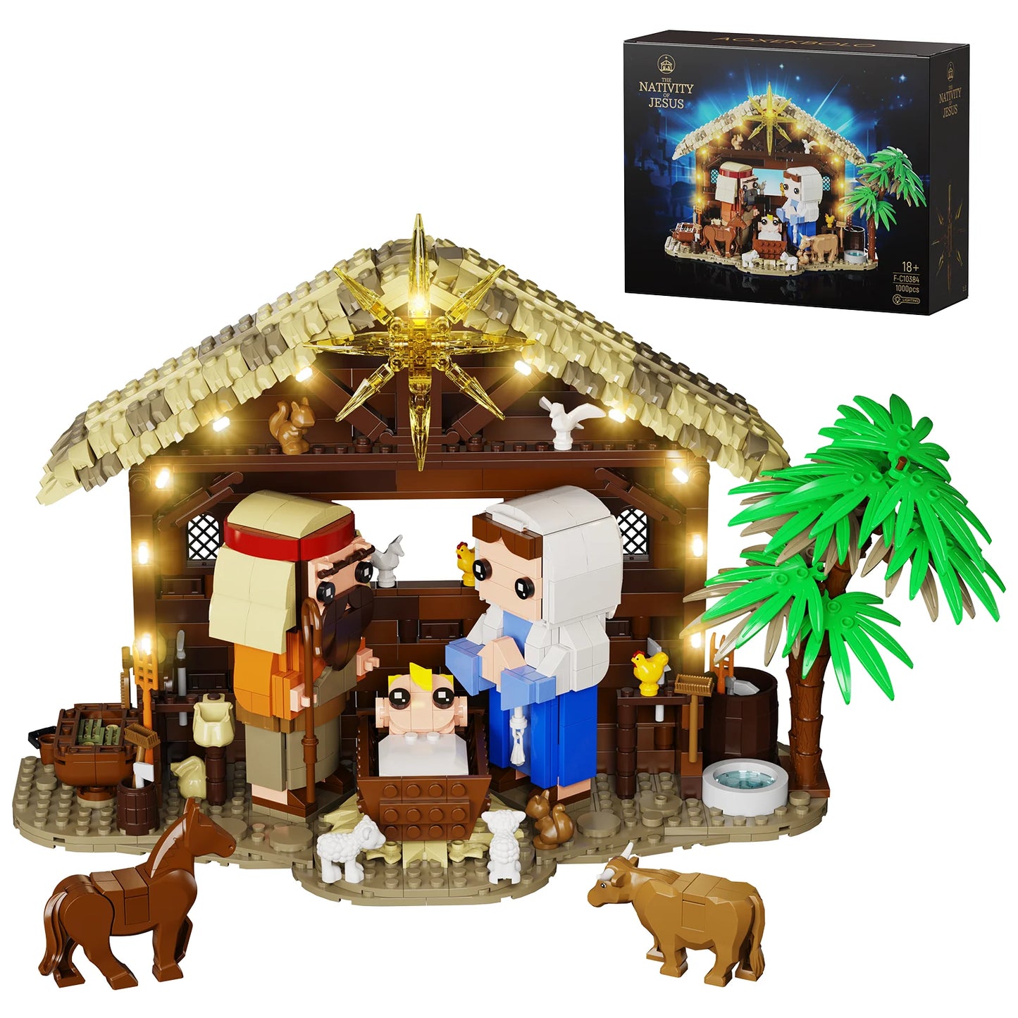 Jesus Nativity Building Block Set With Animal Figures Model