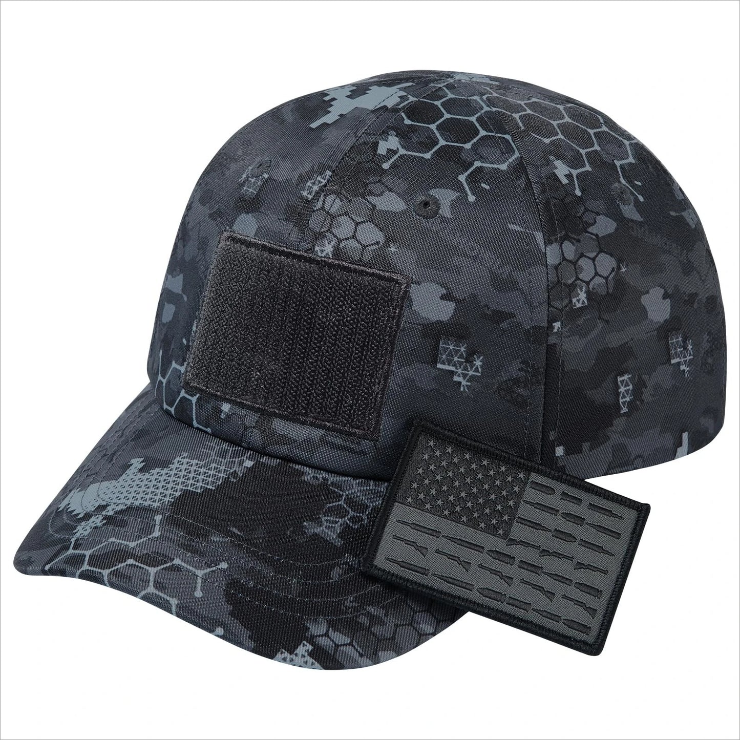 Adjustable Tactical Trucker Hat With Military Flag Patch Design