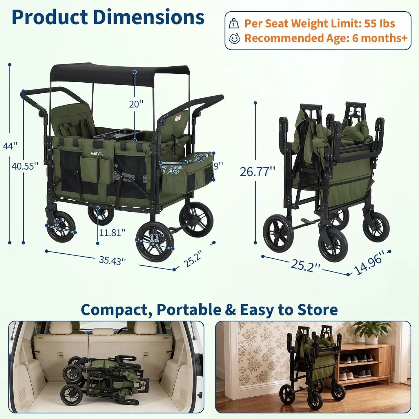 HiMiss Premium Four Seater All Terrain Stroller Wagon
