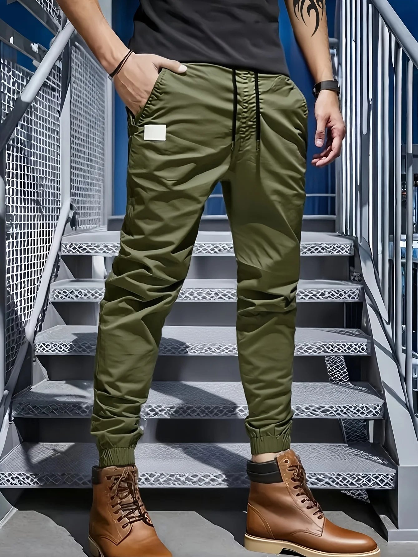 Winthunder Men Multi Pocket Regular Fit Workwear Casual Pants