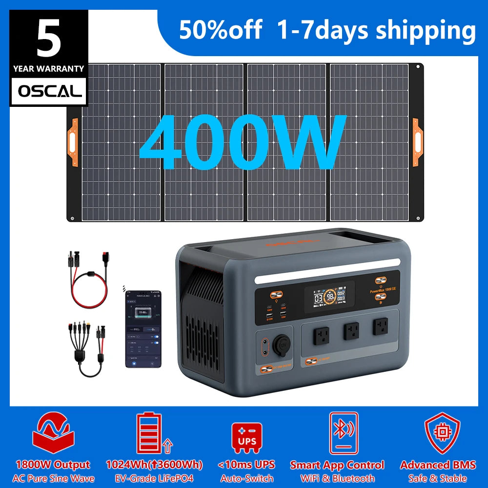 Oscal Powermax 1800W Portable Power Station 1024Wh LiFePO4 Generator