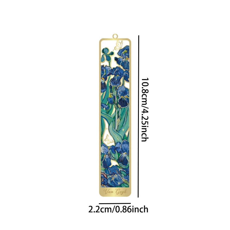 Retro Hollow Metal Bookmark Featuring Floral Painting And Tassel