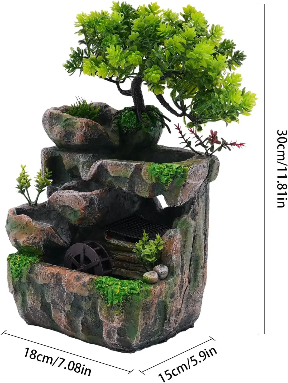 Indoor Waterfall Meditation Fountain With Automatic LED Light Pump