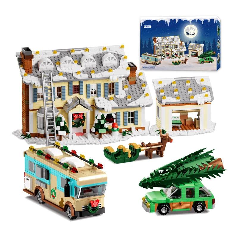 Classic Christmas Vacation House Building Block Kit With RV Garage