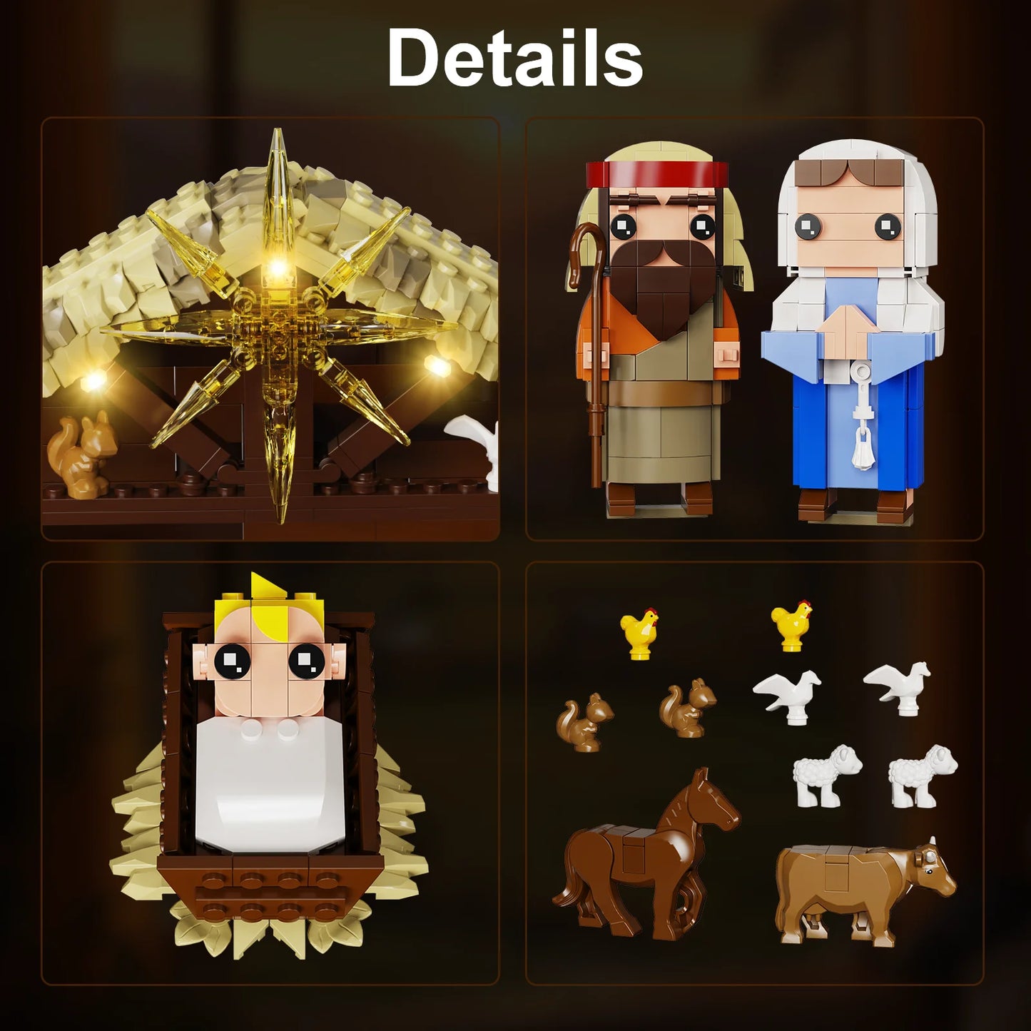 Jesus Nativity Building Block Set With Animal Figures Model