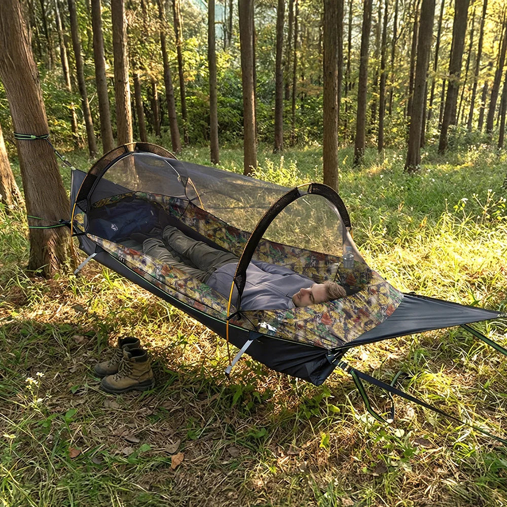 Night Cat Waterproof Camping Hammock With Mosquito Net And Rainfly
