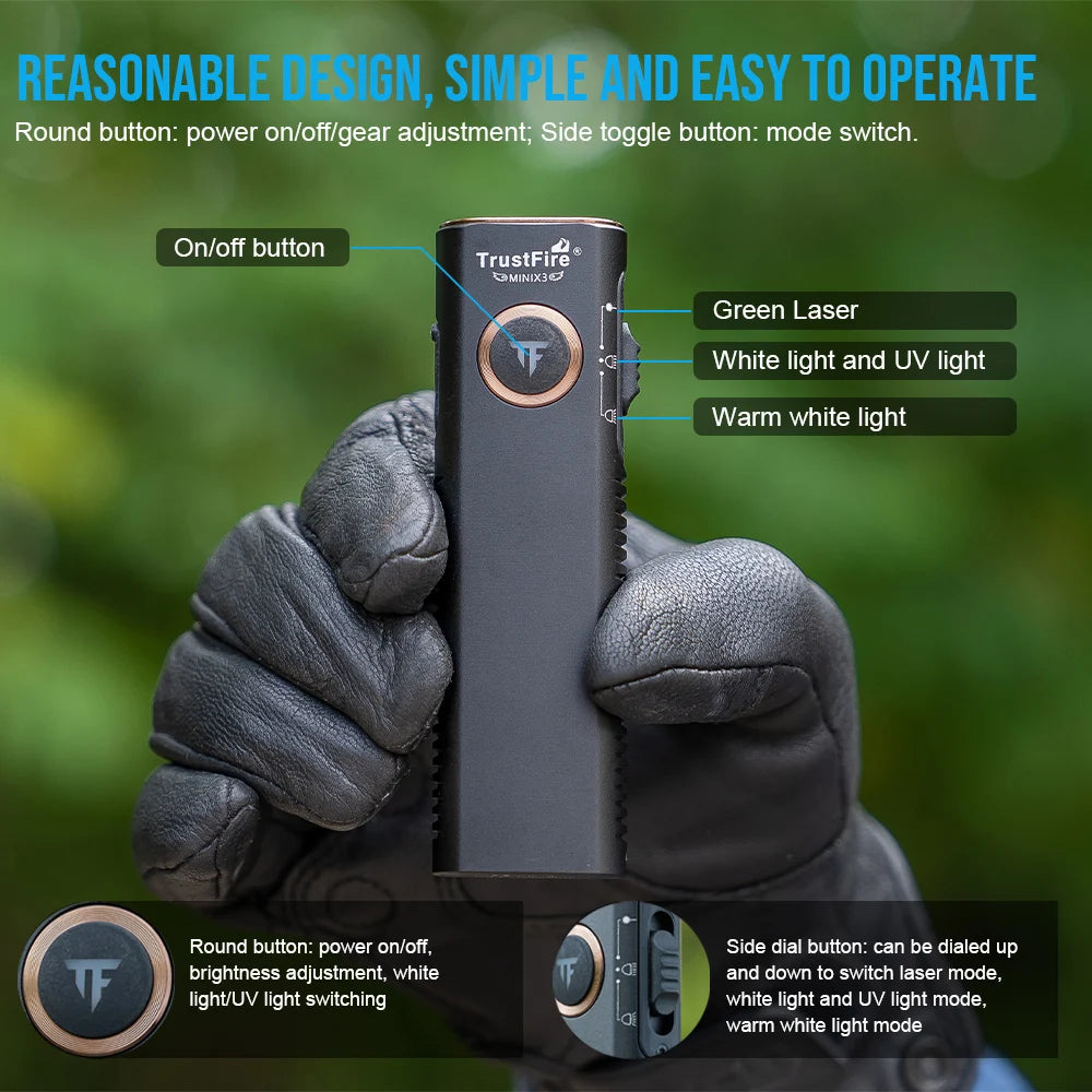 TrustFire MINIX3 Rechargeable EDC Flashlight With Four Light Modes