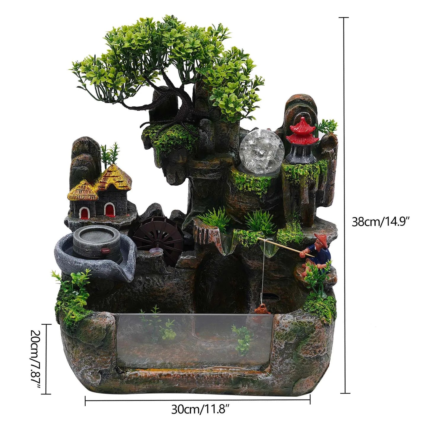 Feng Shui Money Tree Water Fountain With Resin Rockery
