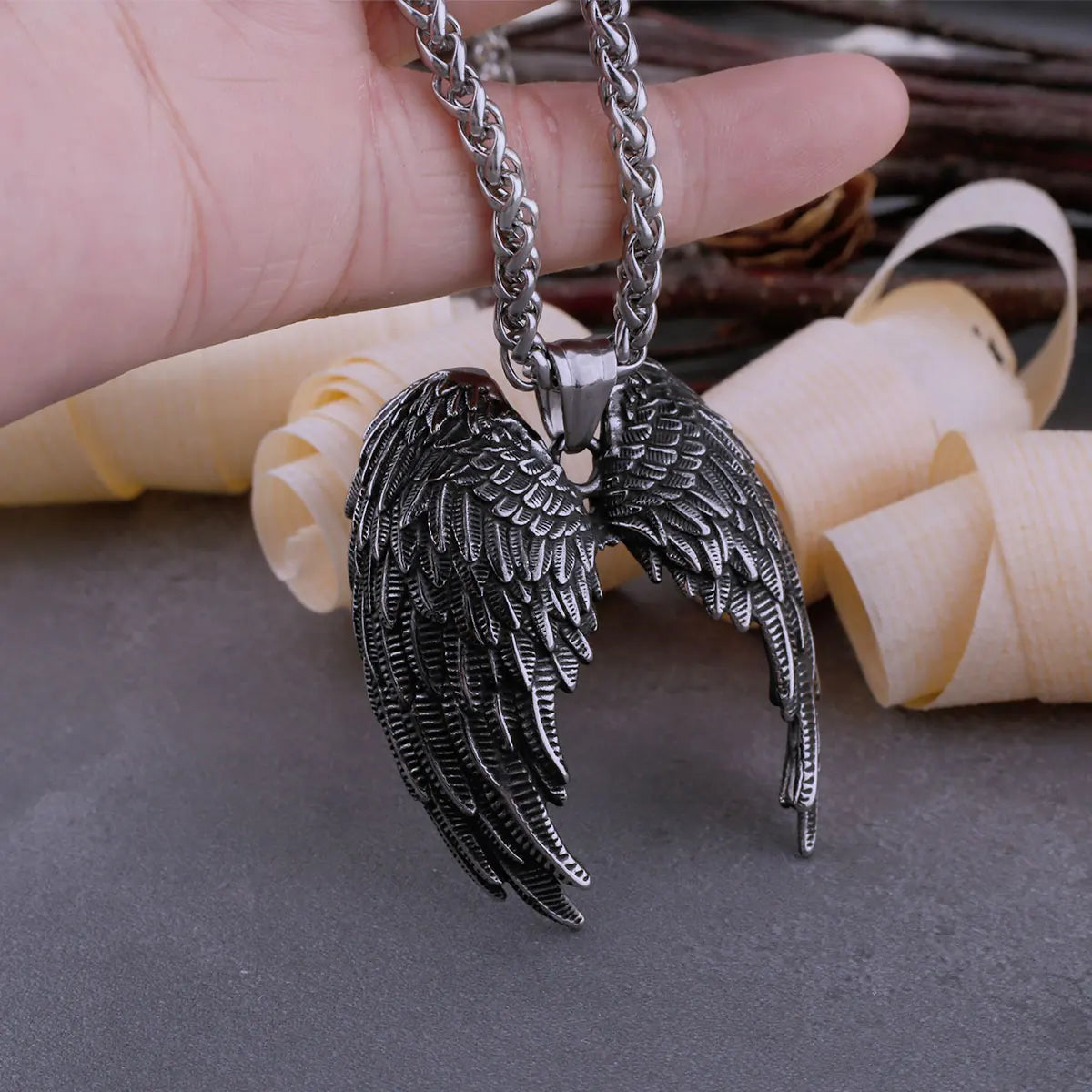 Stainless Steel Angel Wings Pendant Necklace Classic Fashion Jewelry