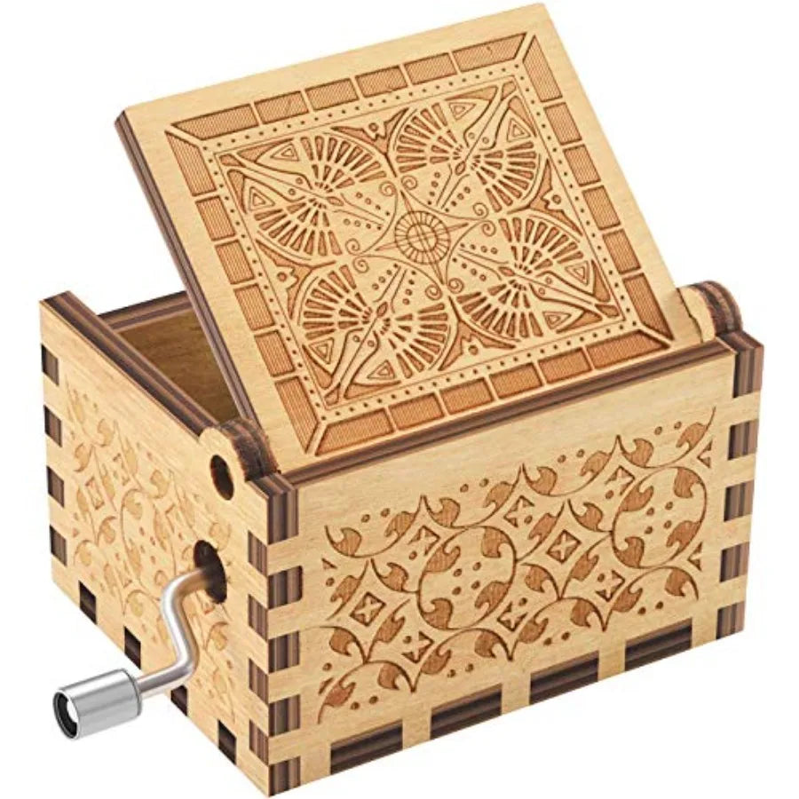 Wooden Music Box Playing Amazing Grace Melody For Baptism Gift