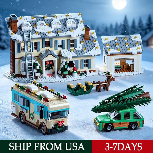 Classic Christmas Vacation House Building Block Kit With RV Garage