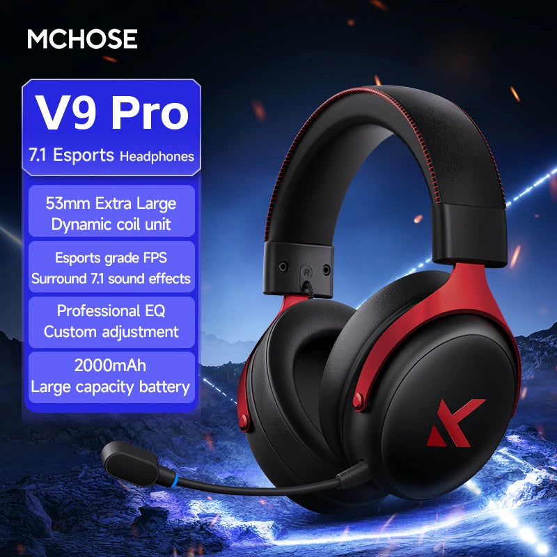MCHOSE V9 Pro Wireless Gaming Headset Offering 7.1 Surround Sound