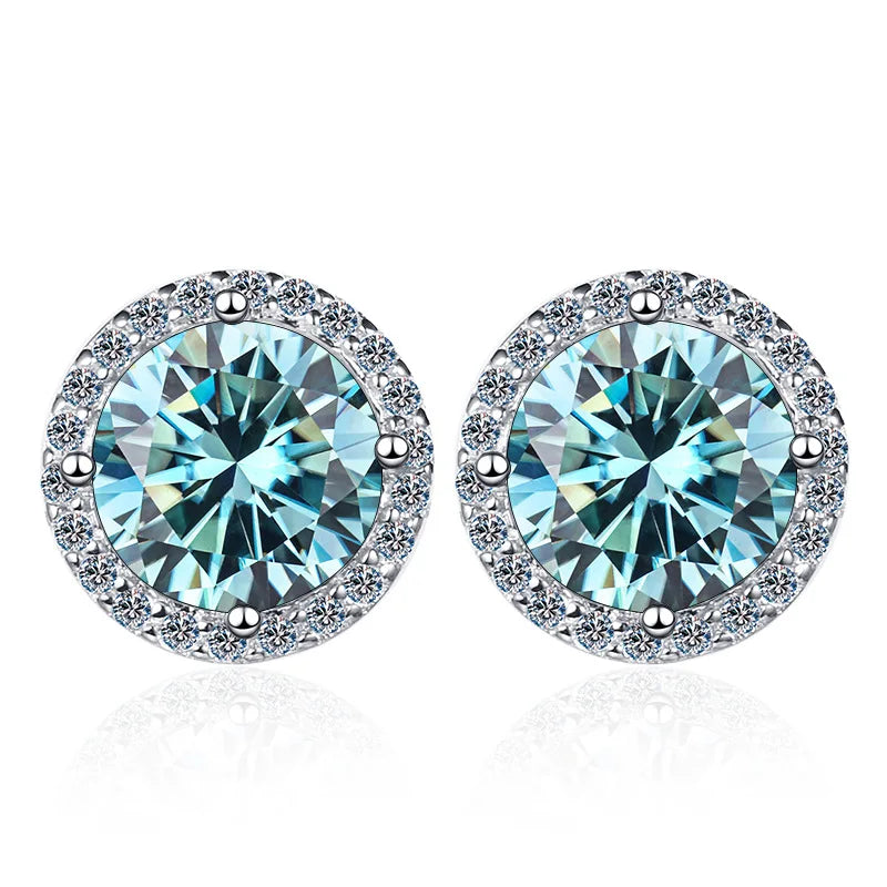 Sterling Silver Moissanite Stud Earrings For Women Fine Jewelry