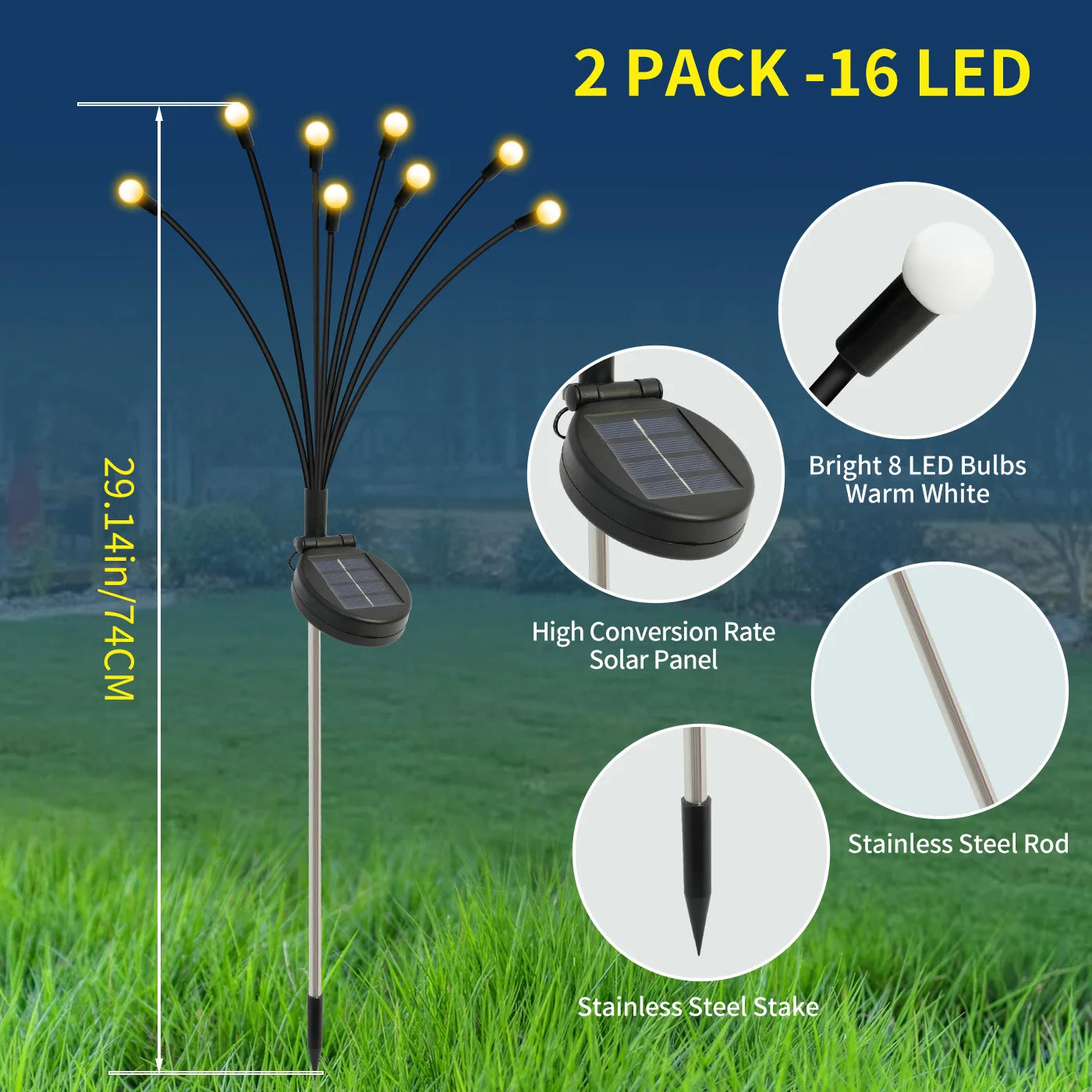 8 Head Solar Firefly Lights LED Outdoor Garden Decorative Waterproof