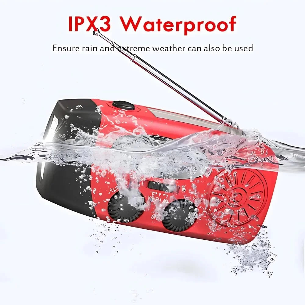 Portable Hand Crank Emergency Radio With Solar And LED Flashlight
