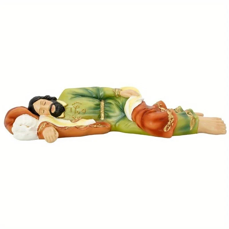Sleeping Saint Joseph and Jesus Religious Tabletop Resin Statue