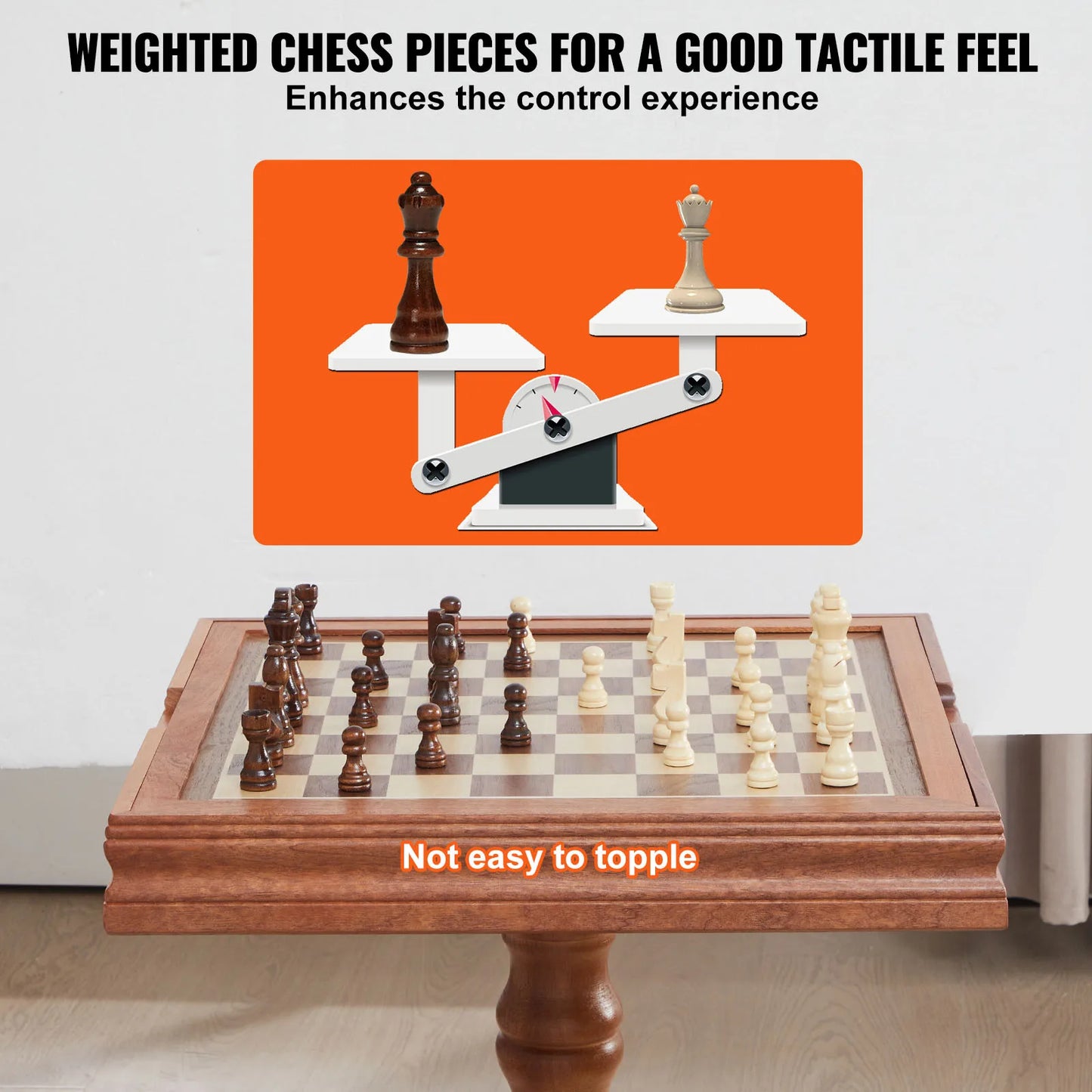 Premium Wooden Three In One Chess Checkers Backgammon Game Table