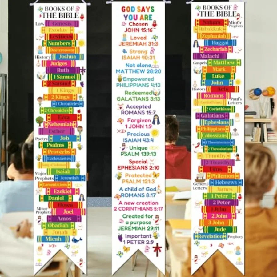Three Piece Biblical Teaching Banners For Classroom Decor