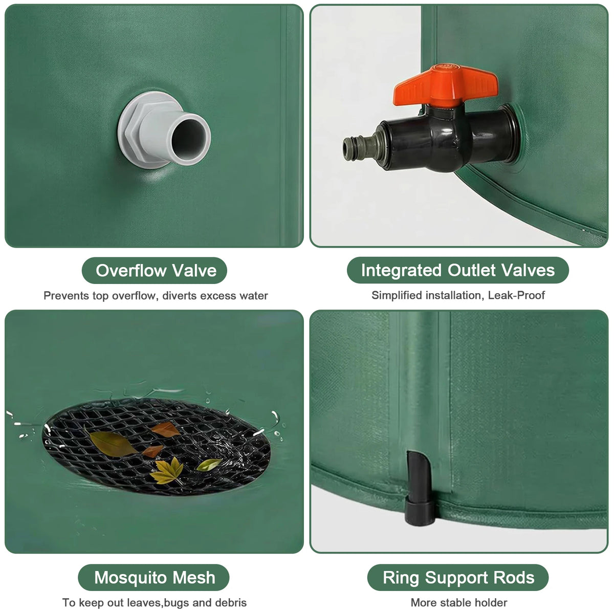 Collapsible Rain Barrel Water Collection Tank for Garden Irrigation
