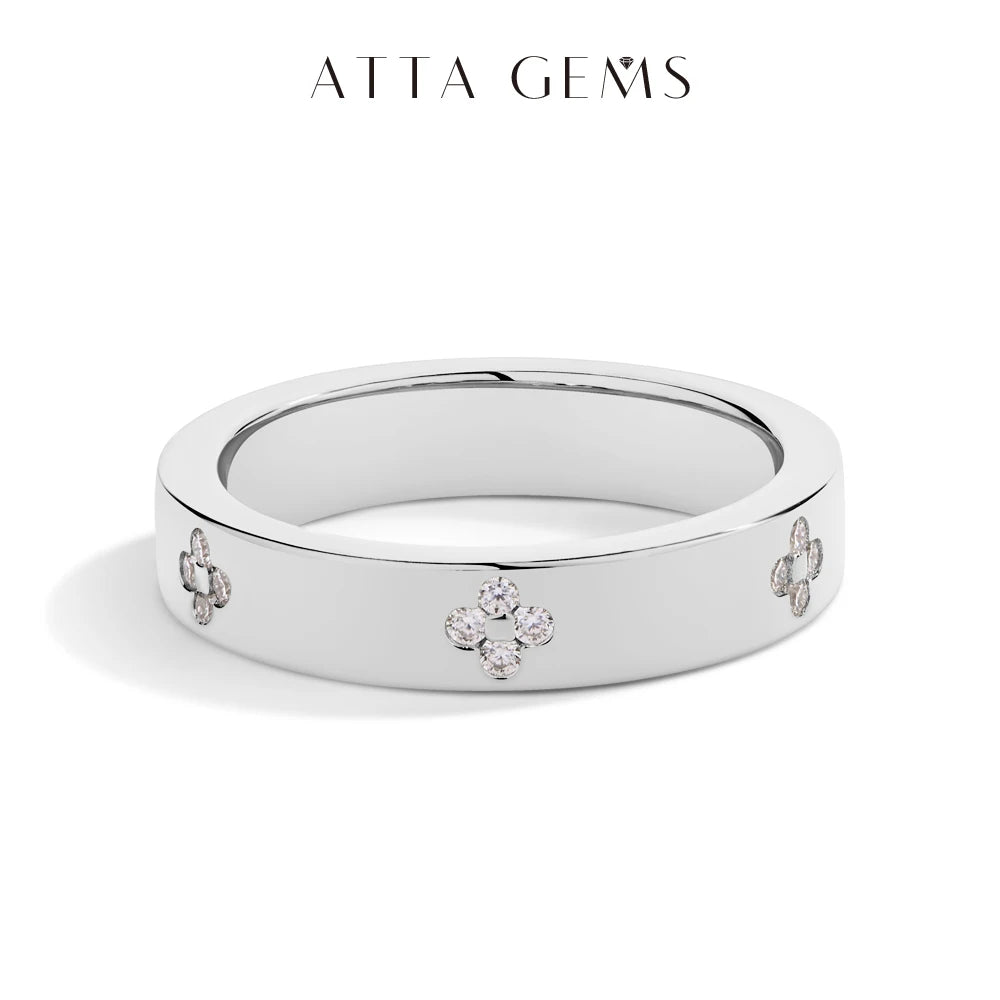 Attagems Round Cut Moissanite S925 Sterling Silver Wedding Ring