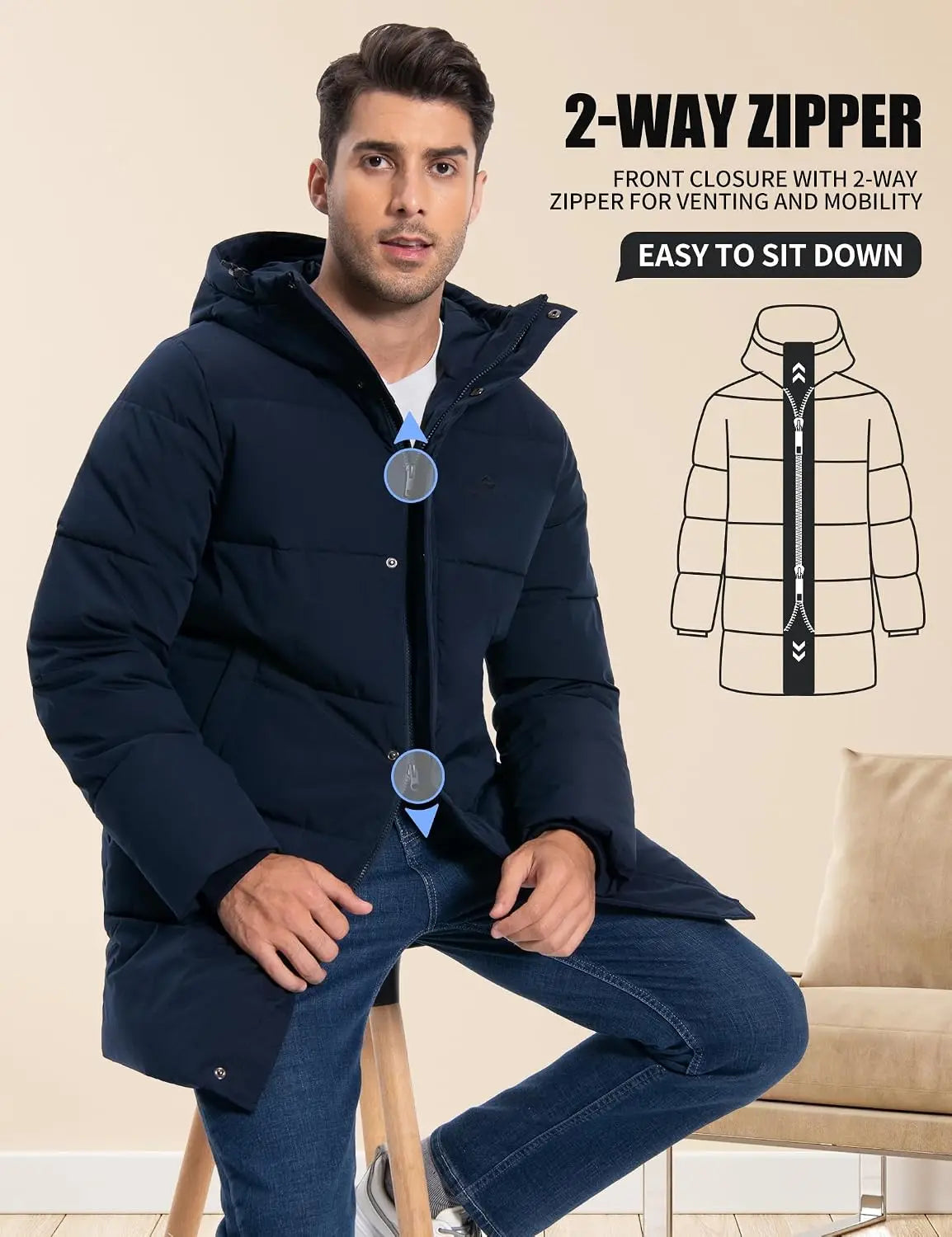 Pioneer Camp Men's Hooded Waterproof Insulated Long Winter Parka Coat