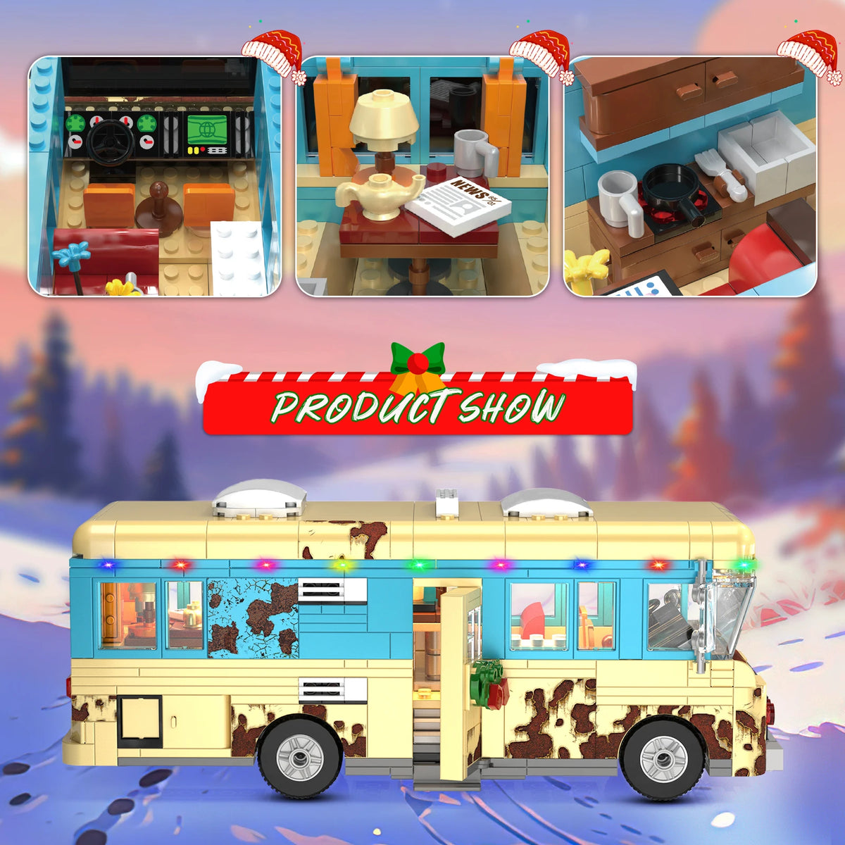 Christmas Cousins RV Building Blocks Set With LED Holiday Decor