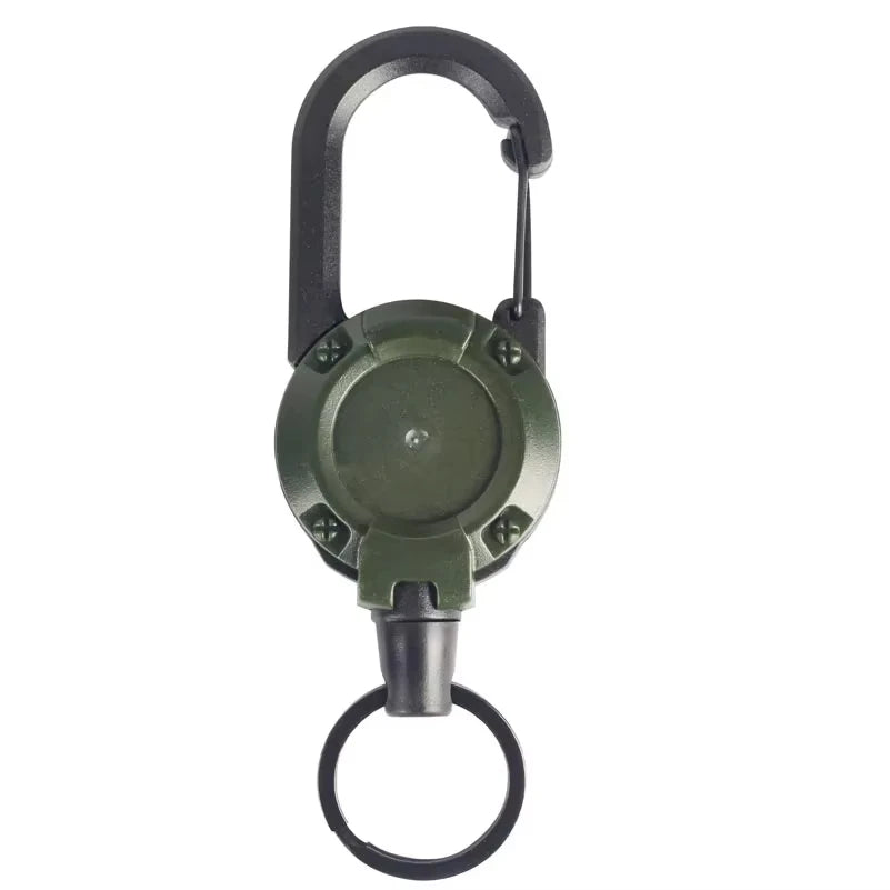 Retractable Heavy Duty Wire Rope Key Chain With Carabiner Buckle