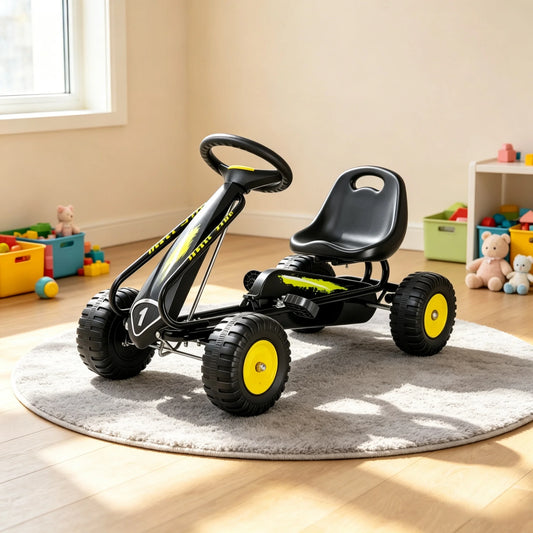 Kids Pedal Go Kart With Adjustable Seat And Padded Backrest