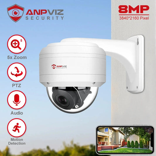 Anpviz 8MP 4K PoE PTZ Security Camera 5X Optical Zoom