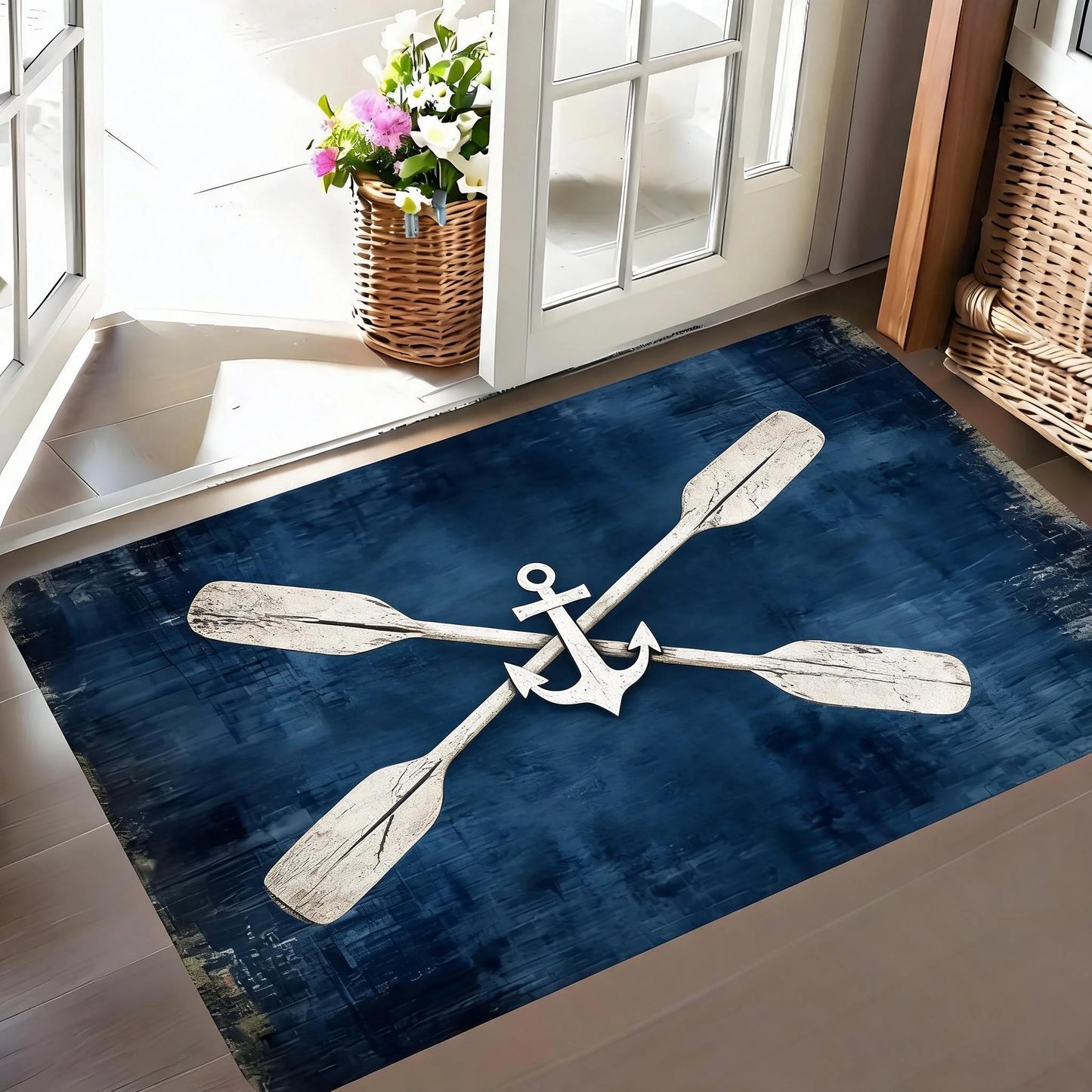 Waterproof Anti Slip Nautical Compass Pattern Door Mat