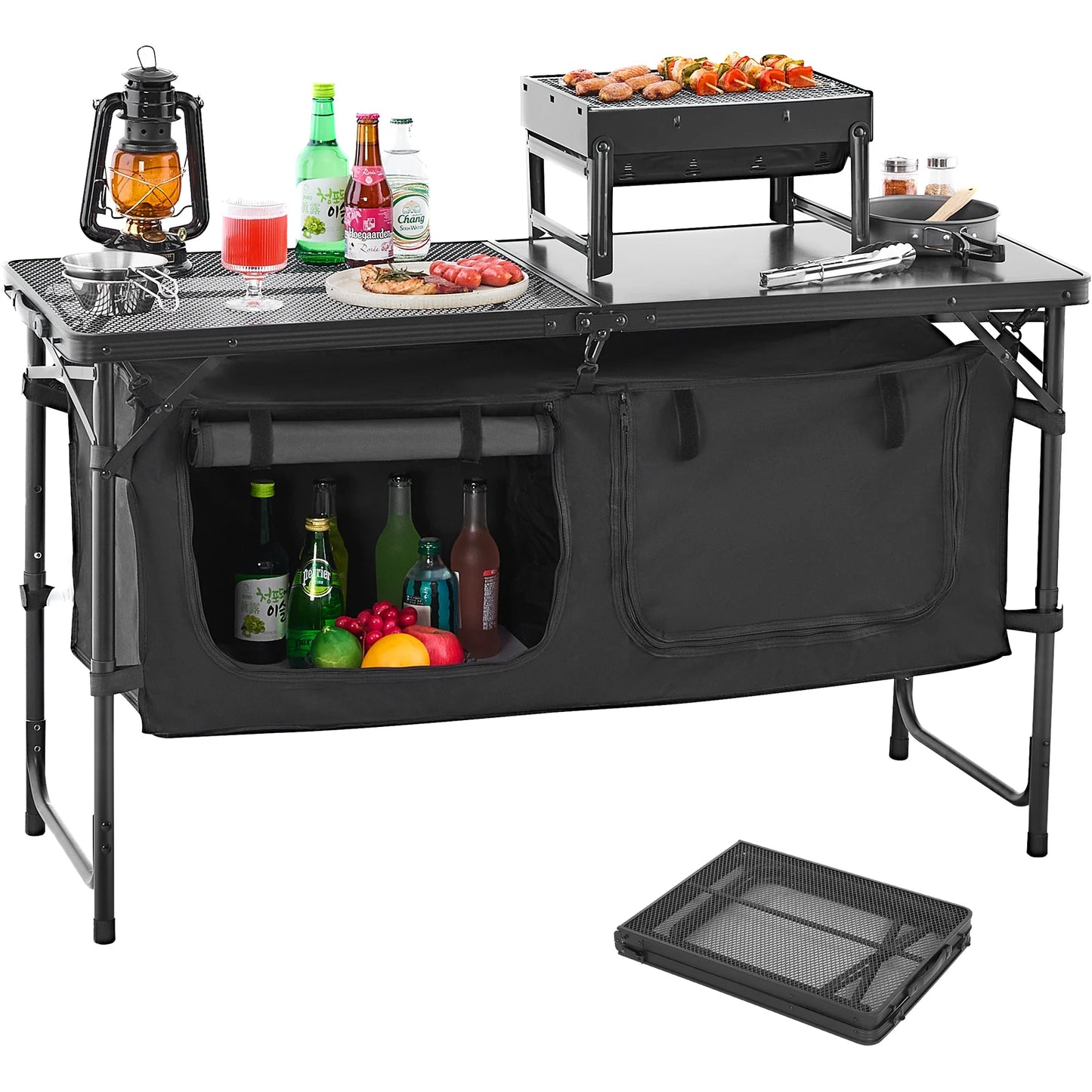 SucceBuy Portable Aluminum Camping Kitchen Table For Outdoor Cooking