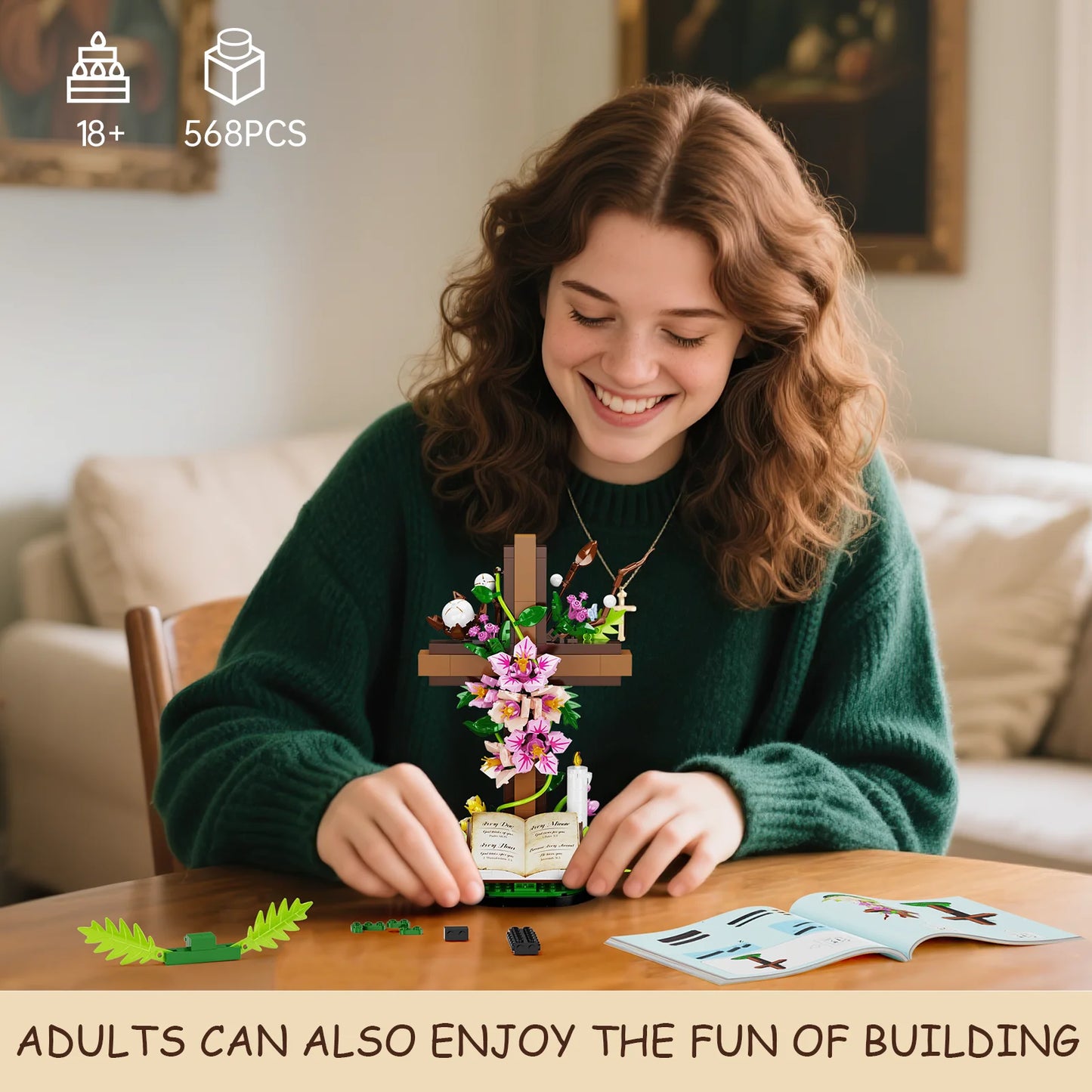 BuildMoc Jesus Cross Flower Compatible Lego Building Blocks Set