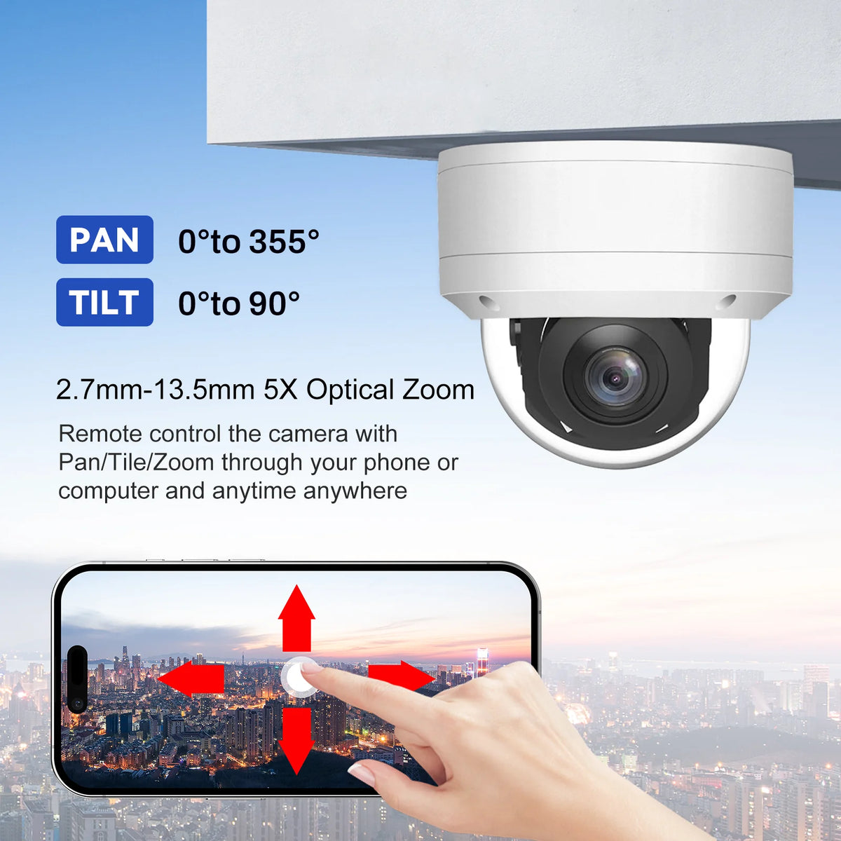 Anpviz 8MP 4K PoE PTZ Security Camera 5X Optical Zoom