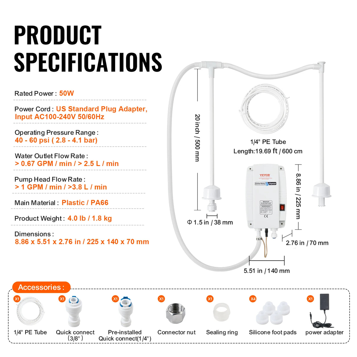 SucceBuy Electric Double Pipe Bottled Water Dispenser Pump System